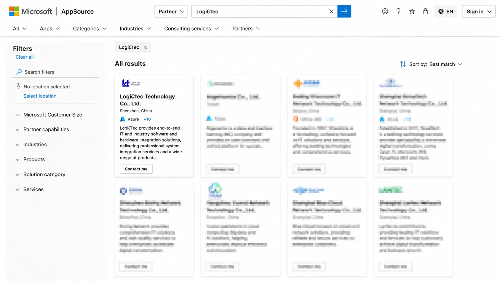 Shenzhen LogiCtech Technology Co., Ltd. listed on Microsoft AppSource partner directory